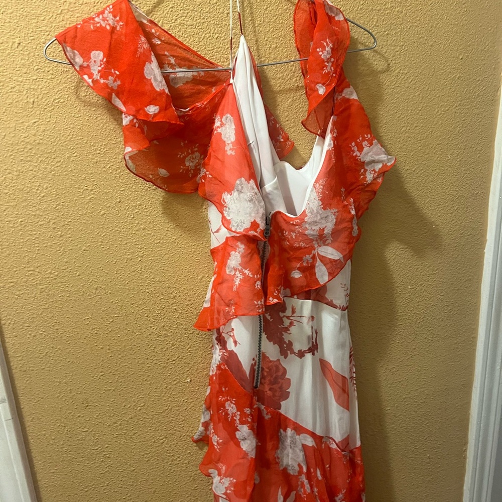 Alice+ Olivia Orange And White Spring Summer Dress